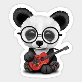 Baby Panda Playing Albanian Flag Guitar Sticker